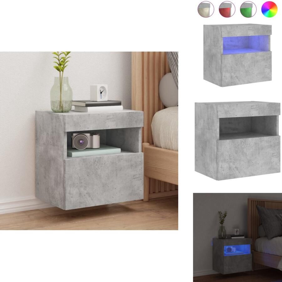 VidaXL Tv-wandmeubel Tv-wandmeubelen Zwevend Tv-meubel Tv-wandmeubel met LED-verlichting 40x30x40 cm betongrijs