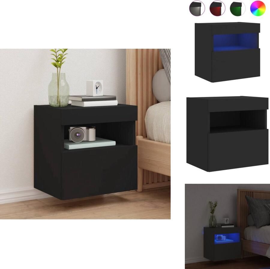 VidaXL Tv-wandmeubel Tv-wandmeubelen Zwevend Tv-meubel Tv-wandmeubel met LED-verlichting 40x30x40 cm zwart