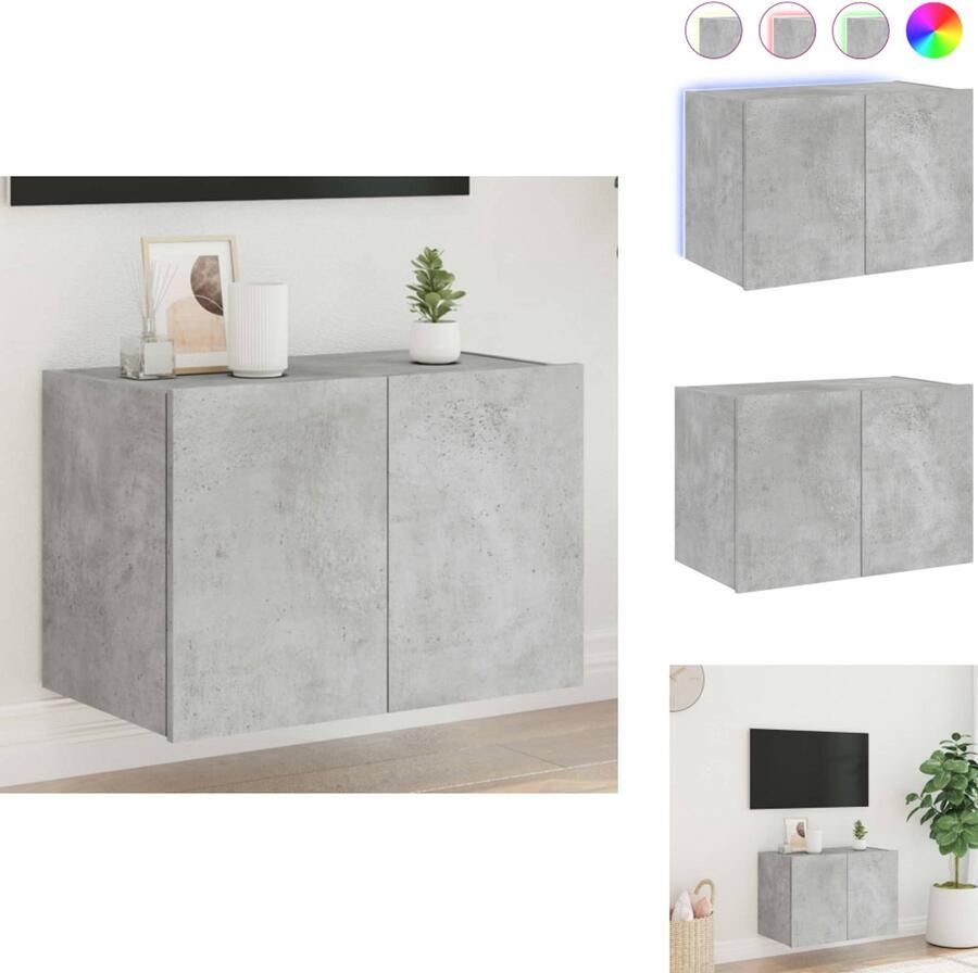 VidaXL Tv-wandmeubel Tv-wandmeubelen Zwevend Tv-meubel Tv-wandmeubel met LED-verlichting 60x35x41 cm betongrijs
