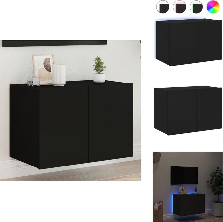 VidaXL Tv-wandmeubel Tv-wandmeubelen Zwevend Tv-meubel Tv-wandmeubel met LED-verlichting 60x35x41 cm zwart