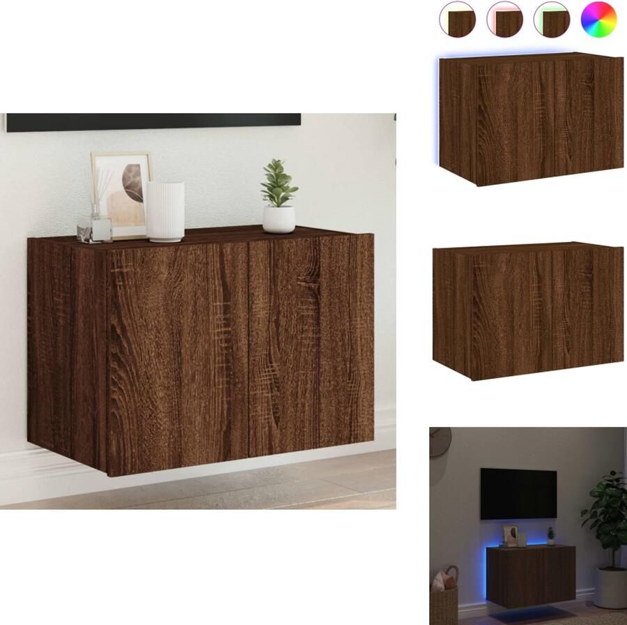 VidaXL Tv-wandmeubel Tv-wandmeubelen Zwevend Tv-meubel Tv-wandmeubel met LED-verlichting 60x35x41 cm bruin eikenkleur