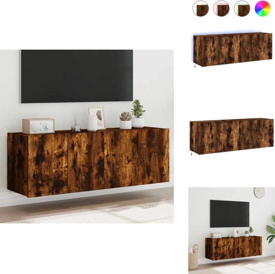 VidaXL Tv-wandmeubel Tv-wandmeubelen Zwevend Tv-meubel Tv-wandmeubel Tv-wandmeubels met LED 2 st 60x35x41 cm gerookt eikenkleurig