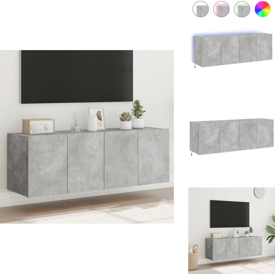 VidaXL Tv-wandmeubel Tv-wandmeubelen Zwevend Tv-meubel Tv-wandmeubel Tv-wandmeubels met LED-verlichting 2 st 60x35x41 cm betongrijs