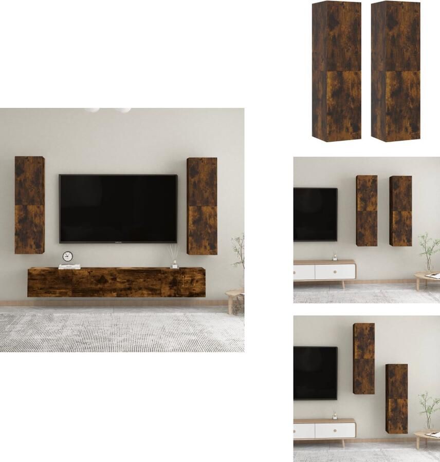 VidaXL Tv-wandmeubel Tv-wandmeubels Tv-meubel Televisiemeubel Tv-wandmeubels 2 st 30 5x30x110 cm gerookt eikenkleurig - Foto 2