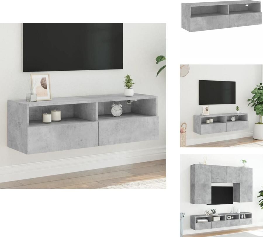 VidaXL Tv-wandmeubel Tv-wandmeubels Tv-meubel Tv Kast Tv-wandmeubel 100x30x30 cm bewerkt hout betongrijs