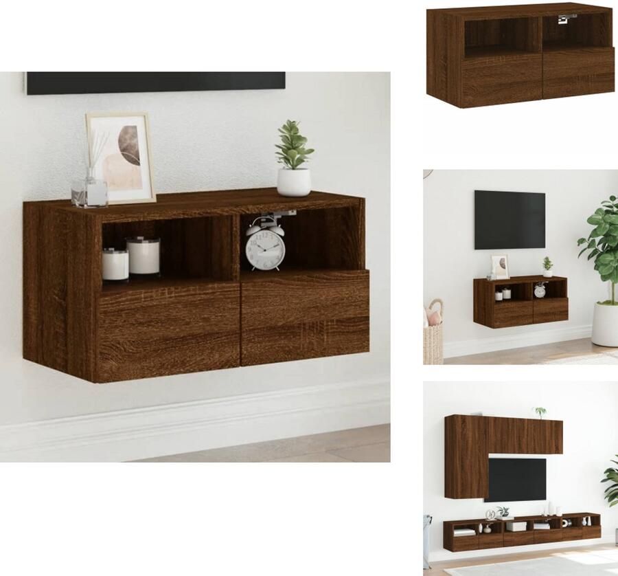 VidaXL Tv-wandmeubel Tv-wandmeubels Tv-meubel Tv Kast Tv-wandmeubel 60x30x30 cm bewerkt hout bruin eikenkleur
