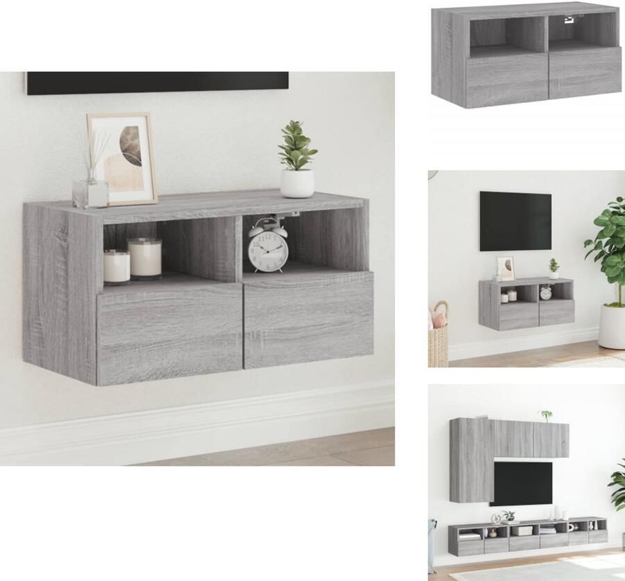 VidaXL Tv-wandmeubel Tv-wandmeubels Tv-meubel Tv Kast Tv-wandmeubel 60x30x30 cm bewerkt hout grijs sonoma eikenkleur