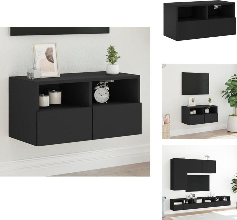 VidaXL Tv-wandmeubel Tv-wandmeubels Tv-meubel Tv Kast Tv-wandmeubel 60x30x30 cm bewerkt hout zwart