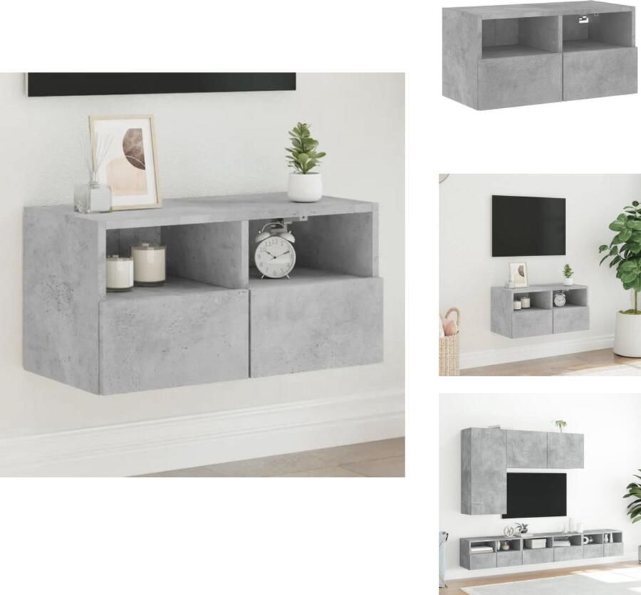 VidaXL Tv-wandmeubel Tv-wandmeubels Tv-meubel Tv Kast Tv-wandmeubel 60x30x30 cm bewerkt hout betongrijs