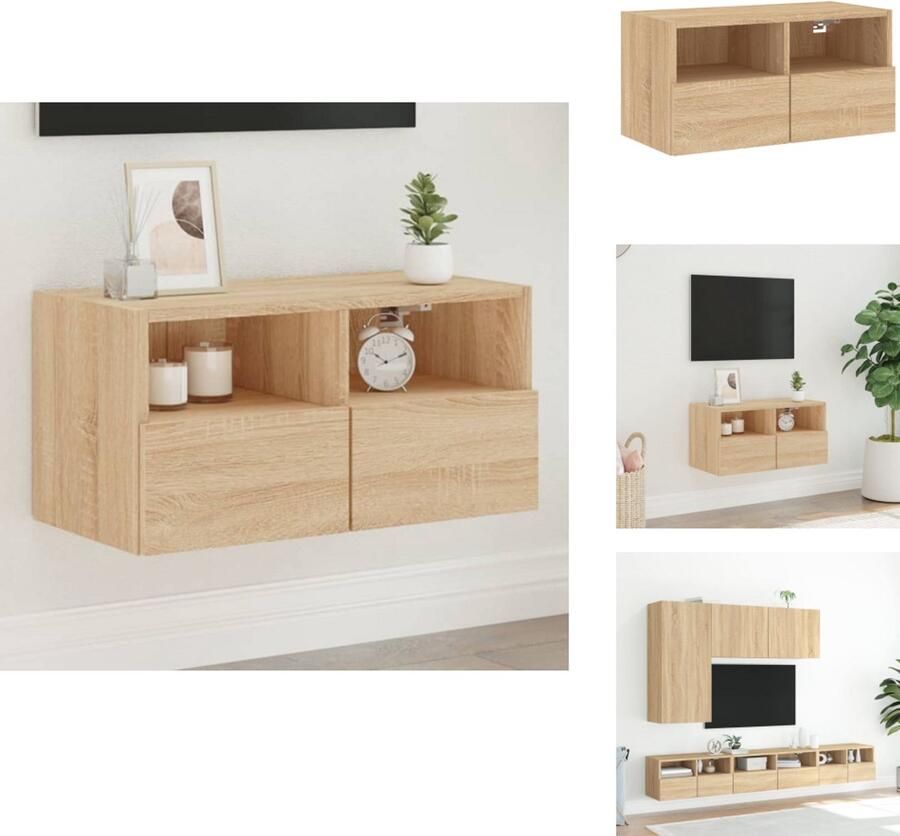 VidaXL Tv-wandmeubel Tv-wandmeubels Tv-meubel Tv Kast Tv-wandmeubel 60x30x30 cm bewerkt hout sonoma eikenkleurig
