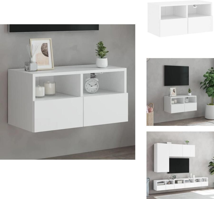 VidaXL Tv-wandmeubel Tv-wandmeubels Tv-meubel Tv Kast Tv-wandmeubel 60x30x30 cm bewerkt hout wit
