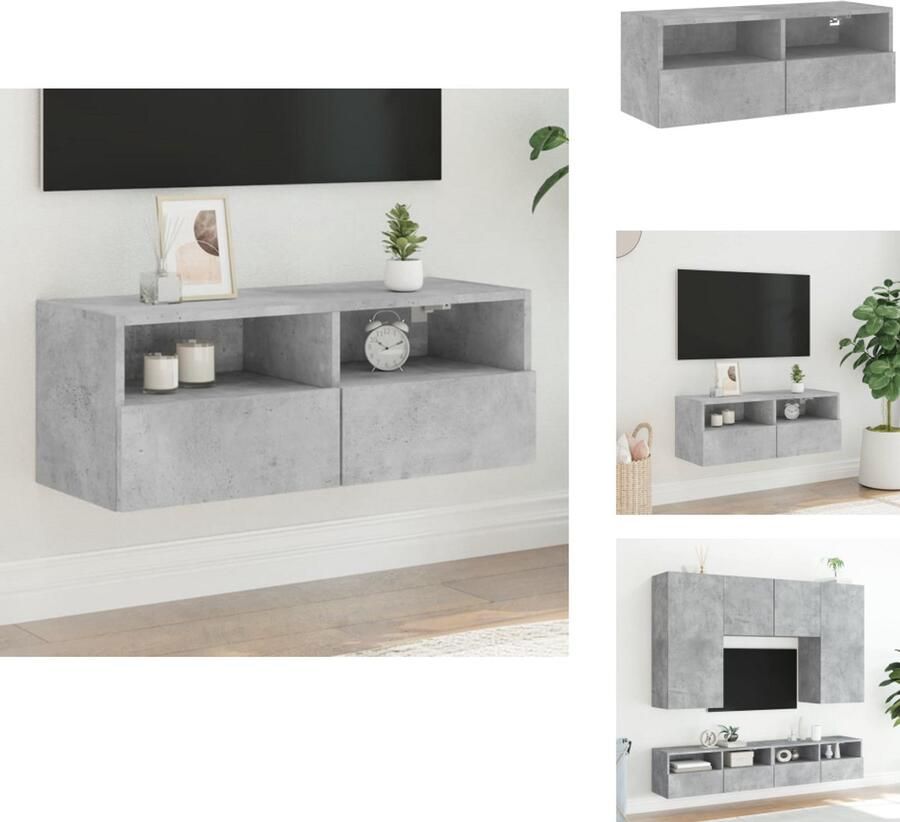 VidaXL Tv-wandmeubel Tv-wandmeubels Tv-meubel Tv Kast Tv-wandmeubel 80x30x30 cm bewerkt hout betongrijs