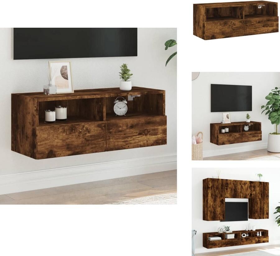 VidaXL Tv-wandmeubel Tv-wandmeubels Tv-meubel Tv Kast Tv-wandmeubel 80x30x30 cm bewerkt hout gerookt eikenkleurig