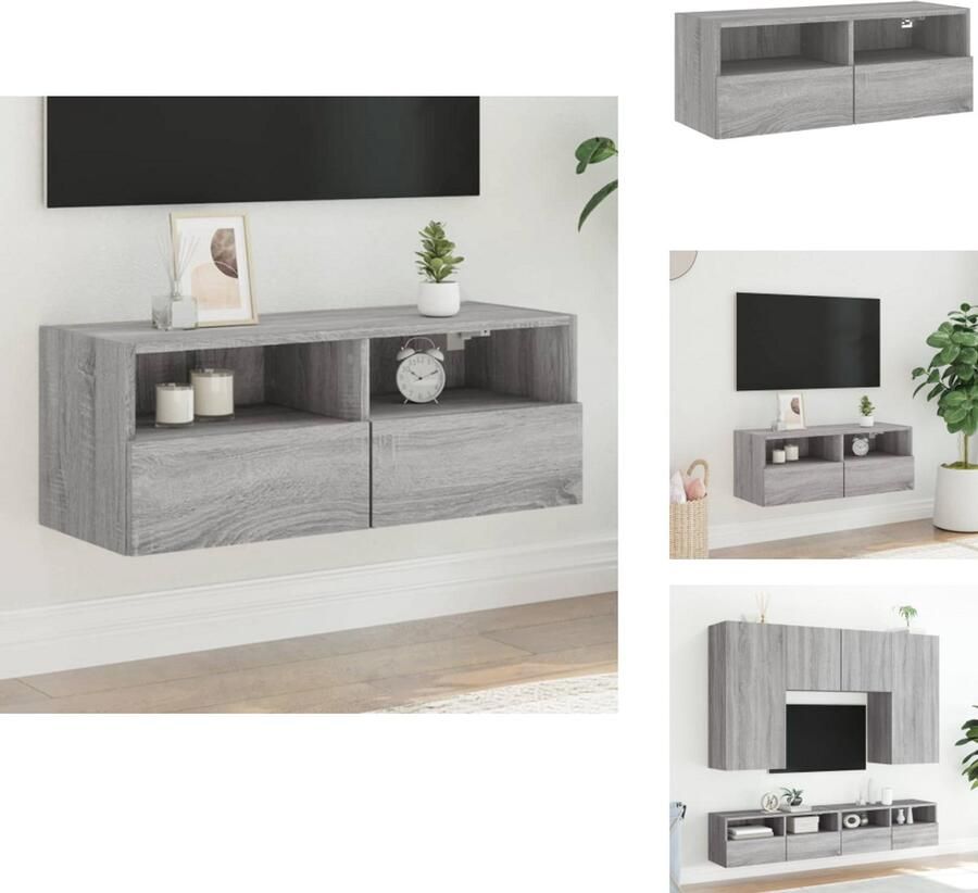 VidaXL Tv-wandmeubel Tv-wandmeubels Tv-meubel Tv Kast Tv-wandmeubel 80x30x30 cm bewerkt hout grijs sonoma eikenkleur