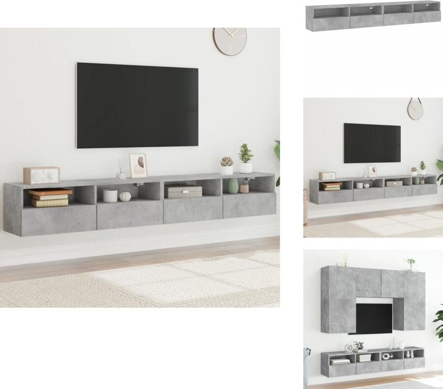 VidaXL Tv-wandmeubel Tv-wandmeubels Tv-meubel Tv Kast Tv-wandmeubels 2 st 100x30x30 cm bewerkt hout betongrijs