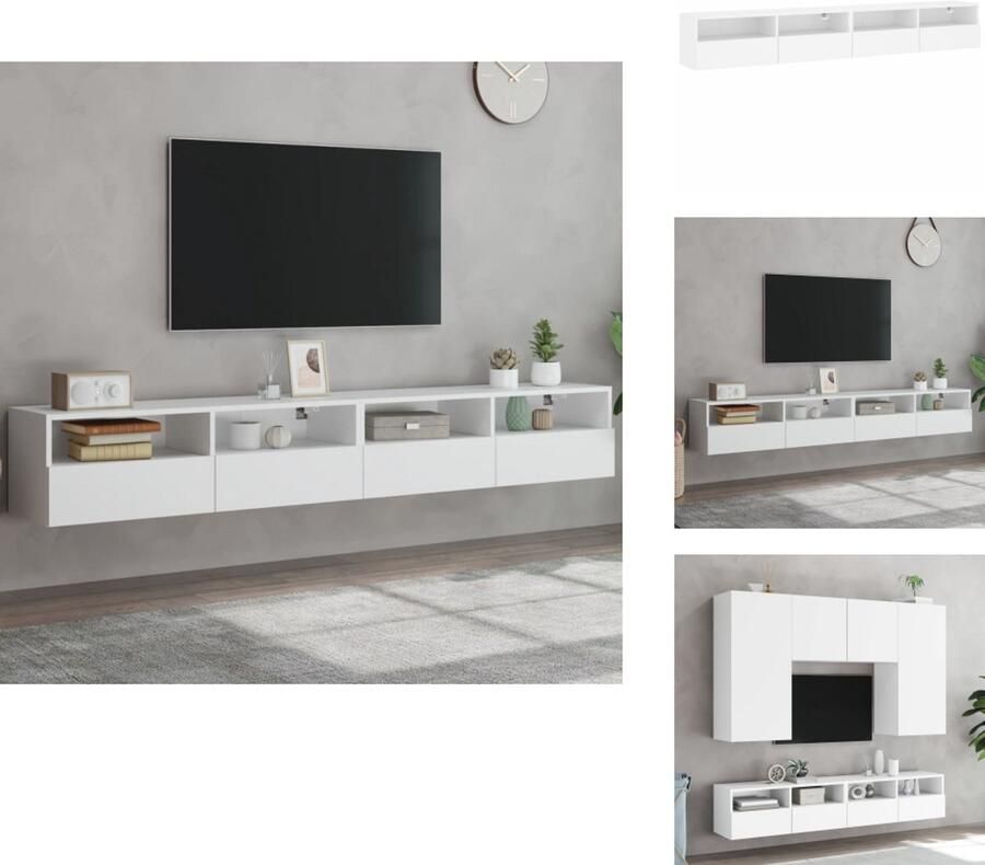 VidaXL Tv-wandmeubel Tv-wandmeubels Tv-meubel Tv Kast Tv-wandmeubels 2 st 100x30x30 cm bewerkt hout wit