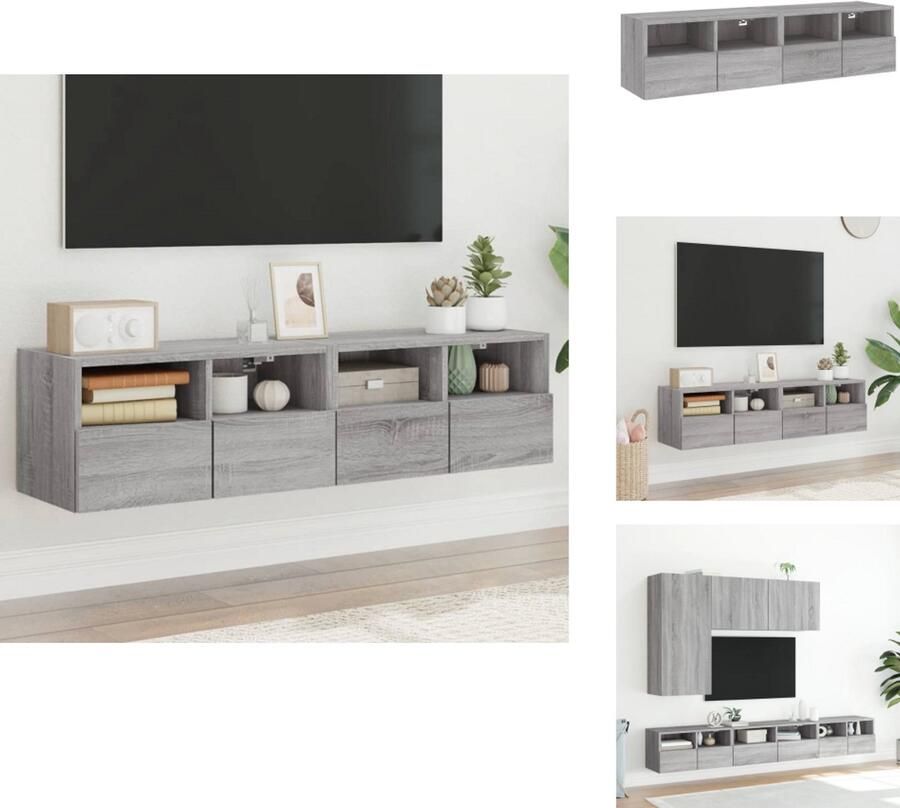 VidaXL Tv-wandmeubel Tv-wandmeubels Tv-meubel Tv Kast Tv-wandmeubels 2 st 60x30x30 cm bewerkt hout grijs sonoma eiken