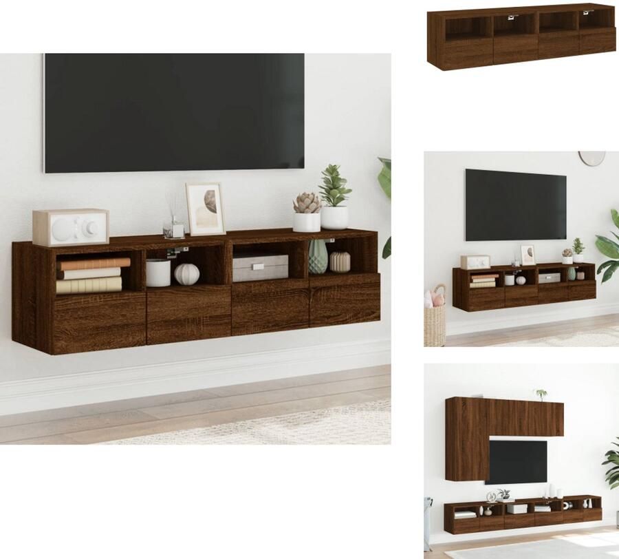 VidaXL Tv-wandmeubel Tv-wandmeubels Tv-meubel Tv Kast Tv-wandmeubels 2 st 60x30x30 cm bewerkt hout bruin eikenkleur