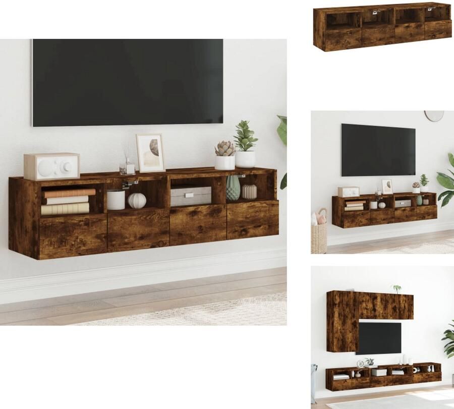 VidaXL Tv-wandmeubel Tv-wandmeubels Tv-meubel Tv Kast Tv-wandmeubels 2 st 60x30x30 cm bewerkt hout gerookt eikenkleur