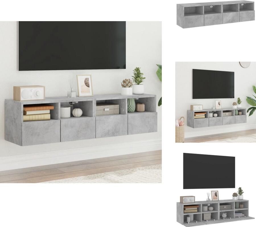 VidaXL Tv-wandmeubel Tv-wandmeubels Tv-meubel Tv Kast Tv-wandmeubels 2 st 60x30x30 cm bewerkt hout betongrijs