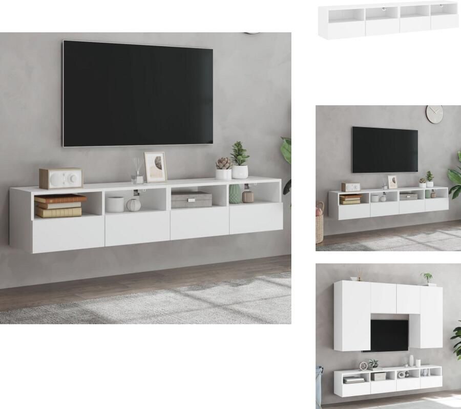 VidaXL Tv-wandmeubel Tv-wandmeubels Tv-meubel Tv Kast Tv-wandmeubels 2 st 80x30x30 cm bewerkt hout wit
