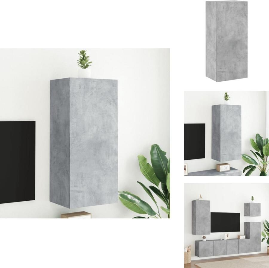 VidaXL Tv-wandmeubel Tv-wandmeubels Zwevend Tv-meubel Tv-wandmeubel 40 5x30x90 cm bewerkt hout betongrijs