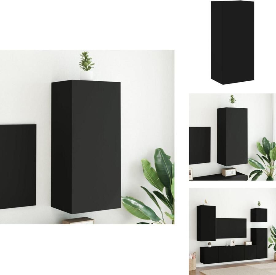 VidaXL Tv-wandmeubel Tv-wandmeubels Zwevend Tv-meubel Tv-wandmeubel 40 5x30x90 cm bewerkt hout zwart