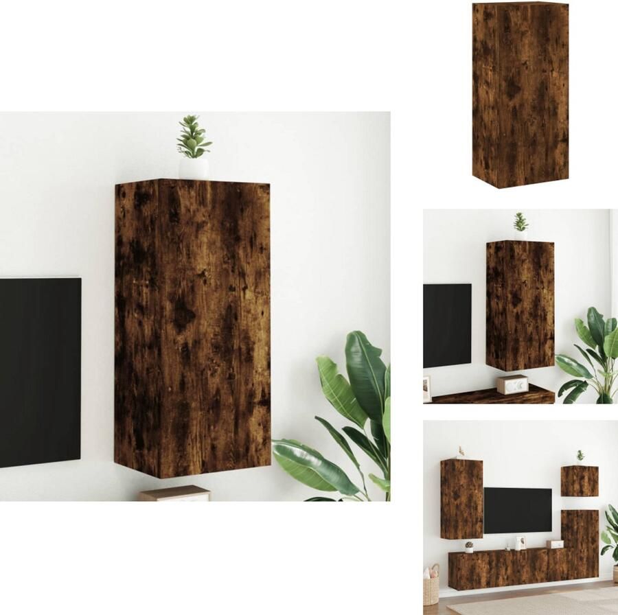 VidaXL Tv-wandmeubel Tv-wandmeubels Zwevend Tv-meubel Tv-wandmeubel 40 5x30x90 cm bewerkt hout gerookt eikenkleurig