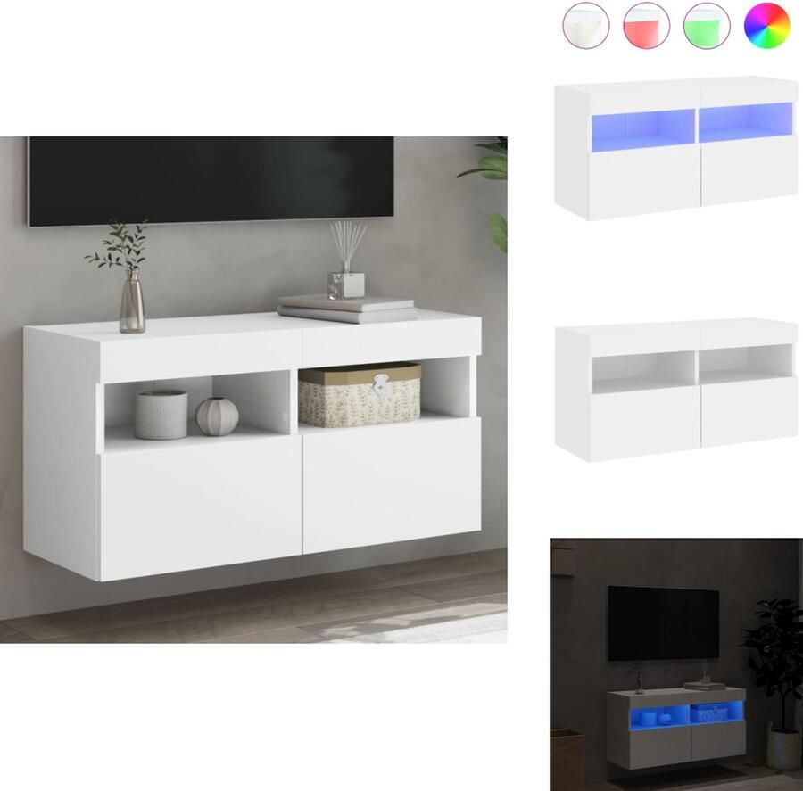 VidaXL Tv-wandmeubel Tv-wandmeubels Zwevend Tv-meubel Tv-wandmeubel met LED-verlichting 80x30x40 cm wit