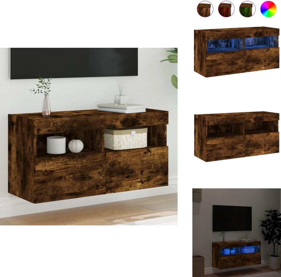 VidaXL Tv-wandmeubel Tv-wandmeubels Zwevend Tv-meubel Tv-wandmeubel met LED-verlichting 80x30x40 cm gerookt eiken