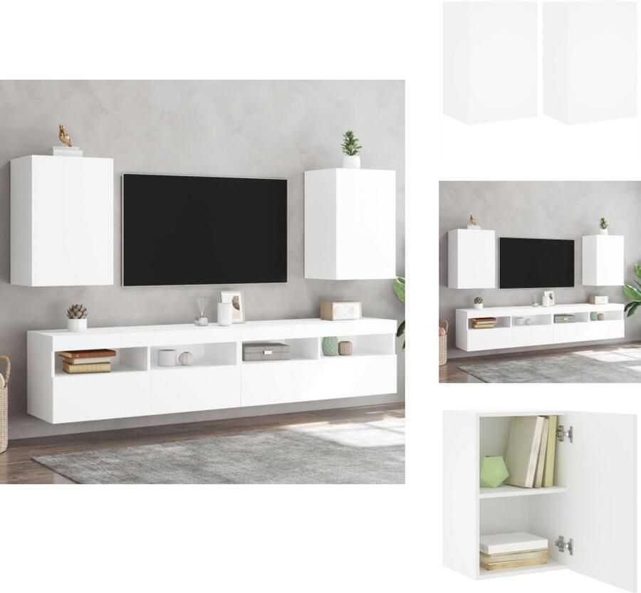 VidaXL Tv-wandmeubel Tv-wandmeubels Zwevend Tv-meubel Tv-wandmeubel Tv-wandmeubels 2 st 40 5x30x60 cm bewerkt hout wit