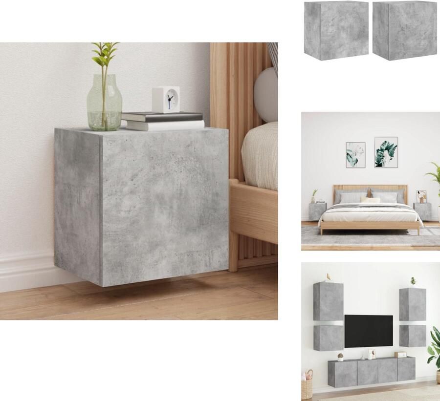 VidaXL Tv-wandmeubel Tv-wandmeubels Zwevend Tv-meubel Tv-wandmeubel Tv-wandmeubels 2 st 40 5x30x40 cm bewerkt hout betongrijs