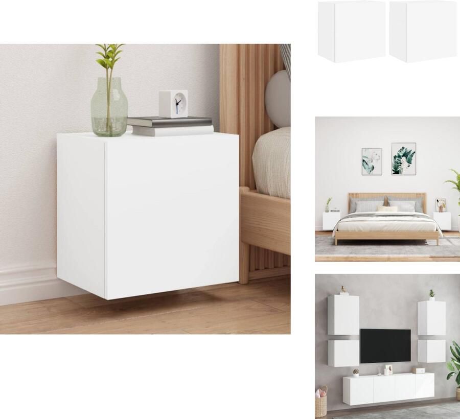 The Living Store Tv-wandmeubels 2 st 40 5x30x40 cm bewerkt hout wit Tv-wandmeubel Tv-wandmeubels Zwevend Tv-meubel Tv-wandmeubel - Foto 3