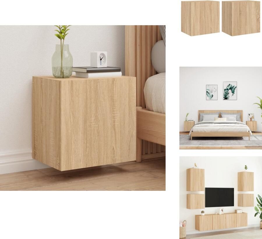 VidaXL Tv-wandmeubel Tv-wandmeubels Zwevend Tv-meubel Tv-wandmeubel Tv-wandmeubels 2 st 40 5x30x40 cm hout sonoma eikenkleurig