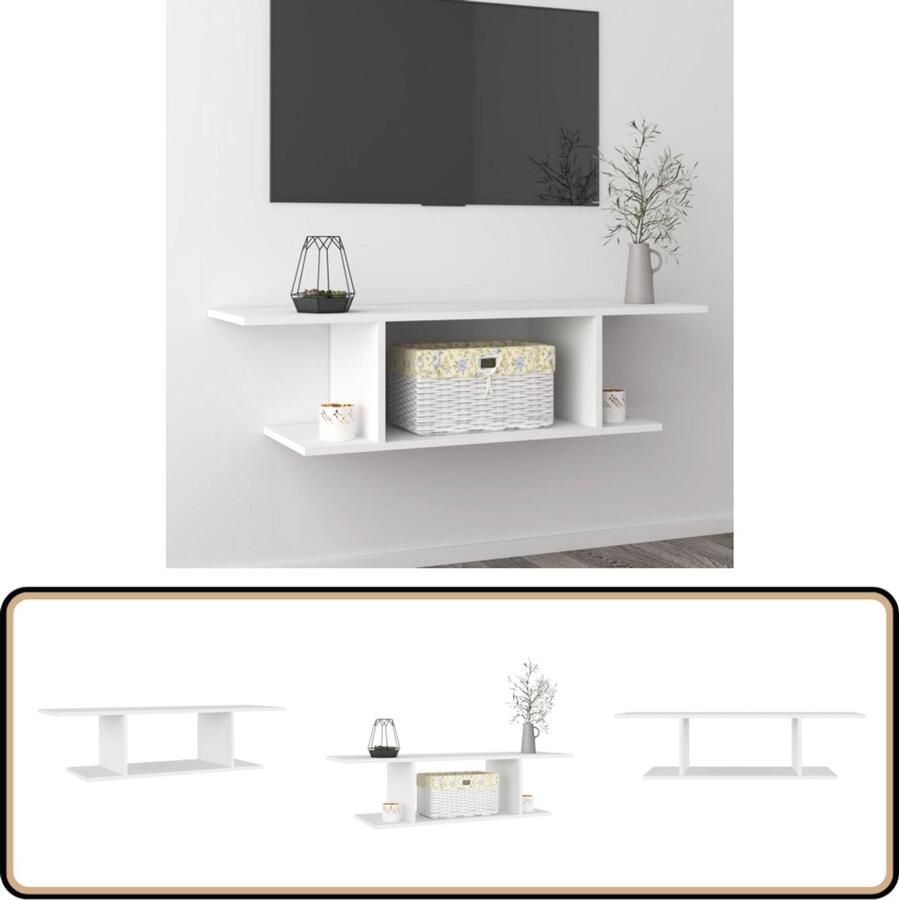 VidaXL Tv-wandmeubel Wit 103x30x26 5 cm Tv-meubel Televisiewandkast Houten Tv-standaard Media Kast Living Room Furniture