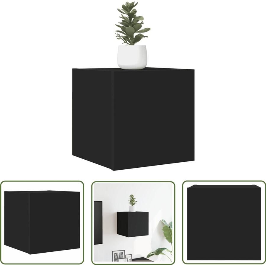 VidaXL Tv-wandmeubel Zwart 30 5x30x30 cm Televisiesecretaris Tv Kast Tv Stand Zwarte Tv Kast Houten Tv Kast Muurtv Kast Houten Meubilair Salontafel Woonkamerdecoratie Media Center