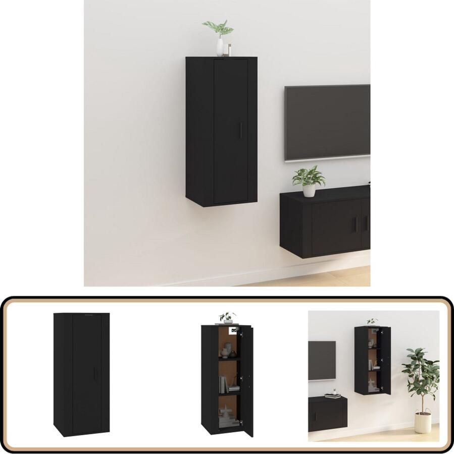 VidaXL Tv-wandmeubel zwart 40x34 5x100 cm Televisiescherm Tv Stand Tv Meubels Tv Kast Mediabox Salontafel Houten Tv Tafel Zwart Tv Meubel