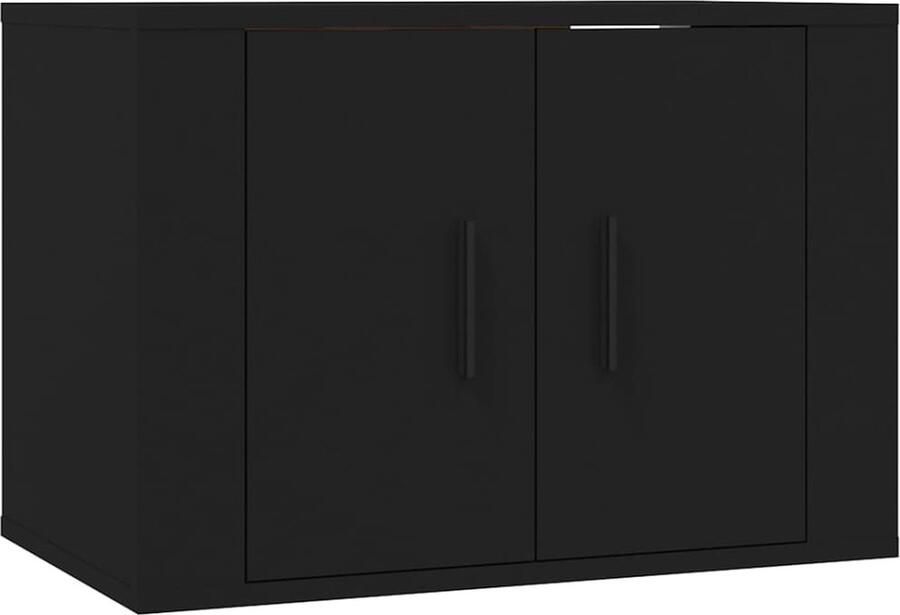 VidaXL Tv-wandmeubel zwart 57x34 5x40 cm Tv Wandmeubel Tv Kast Houten Tv Stand Zwart Tv Meubel Opbergvakken Wandmontage - Foto 2
