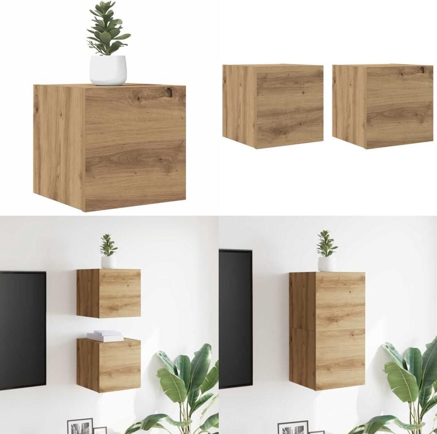 VidaXL Tv-wandmeubelen 2 st 30 5x30x30 cm artisanaal eikenkleurig Tv-kast Tv-kasten Televisiekast Bijzetkast