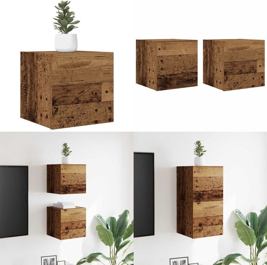 VidaXL Tv-wandmeubelen 2 st 30 5x30x30 cm oud houtkleurig Tv-kast Tv-kasten Televisiekast Bijzetkast