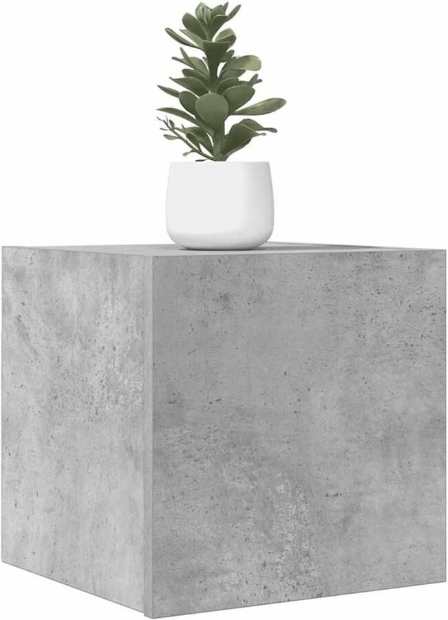 The Living Store TV-meubelset wandmontage opbergvak betongrijs bewerkt hout 30.5 x 30 x 30 cm deur links rechts - Foto 3