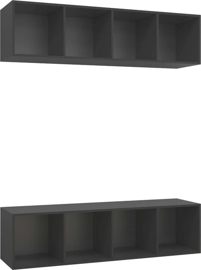 VidaXL Tv-wandmeubelen 2 st Grijs Spaanplaat Tv-meubel Wandmontage Tv-kast Salontafel Woonkamerinrichting Spaanplaat Meubilair Grijze Tv-kast Opbergruimte Multifunctioneel Furniture Modern Interieur Minimalistisch Design