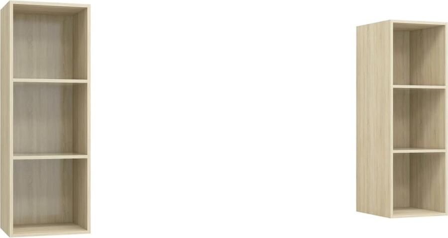 VidaXL Tv-wandmeubelen 2 st Sonoma eiken Spaanplaat Televisiescherm Wandmontage Tv Meubilair Salontafel Woonkamer Decoratie Houten Tv Stand