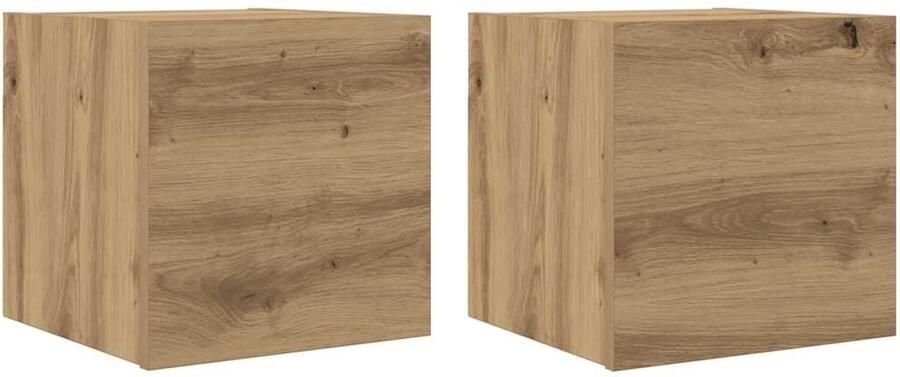 VidaXL Tv-wandmeubelen 2 stuks 30 5x30x30 cm Eiken Tv-kast Tv-kasten Televisiekast Bijzetkast - Foto 2