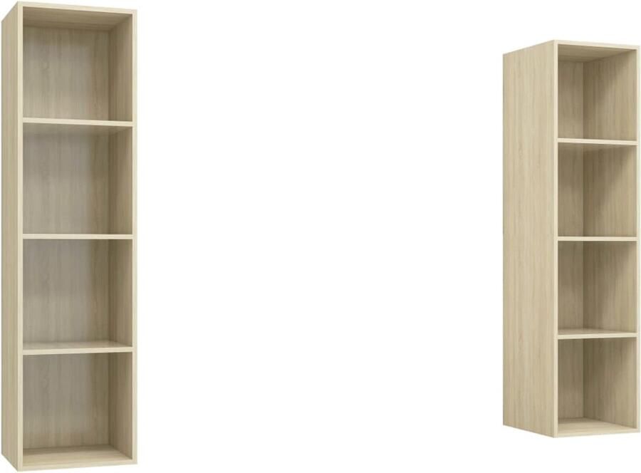 VidaXL Tv-wandmeubelen 2 stuks Sonoma eiken TV-meubel Wandmontage Salon Meubilair Houten TV-stand Tv Kast Media Kast Bruine TV-kast Sonoma Eiken Living Room Furniture