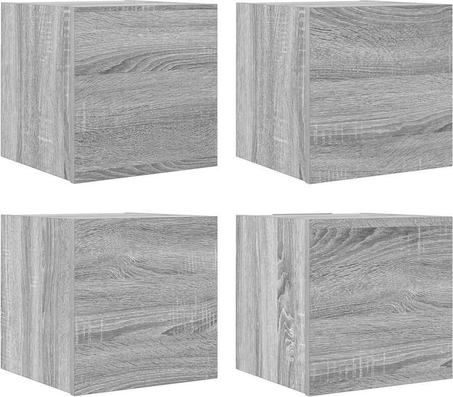 The Living Store vidaXL Houten Kast TV Meubel Tv-wandmeubelen 4 st 30 5x30x30 cm grijs sonoma eikenkleurig Wandkast Bergruimte Grijze Kast - Foto 3