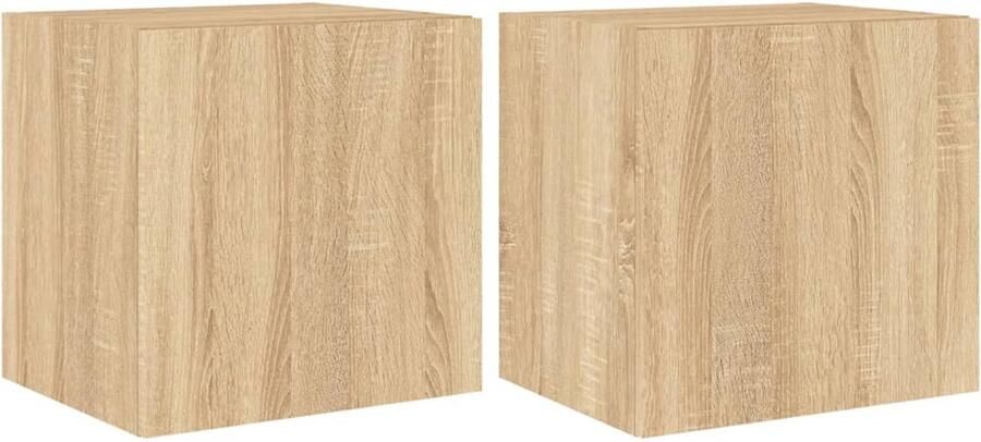 The Living Store Tv-wandmeubelen met LED 2 st 40 5x35x40 cm sonoma eikenkleurig Tv-wandmeubel Tv-kasten Led Verlichting Sonoma Eiken Houten Tv-stand - Foto 2