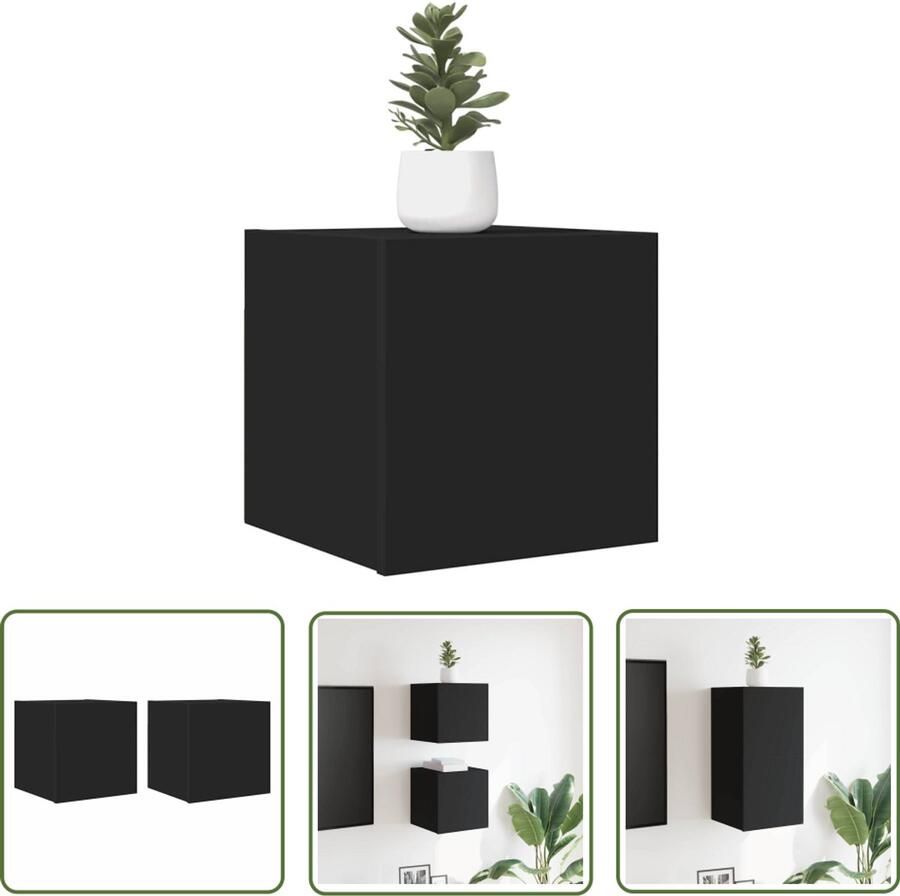 VidaXL Tv-wandmeubelen zwart 30 5x30x30 cm 2 stuks Tv Kast Tv Meubel Tv Stand Houten Tv Kast Zwart Tv Kast Wandmontage Tv Kast