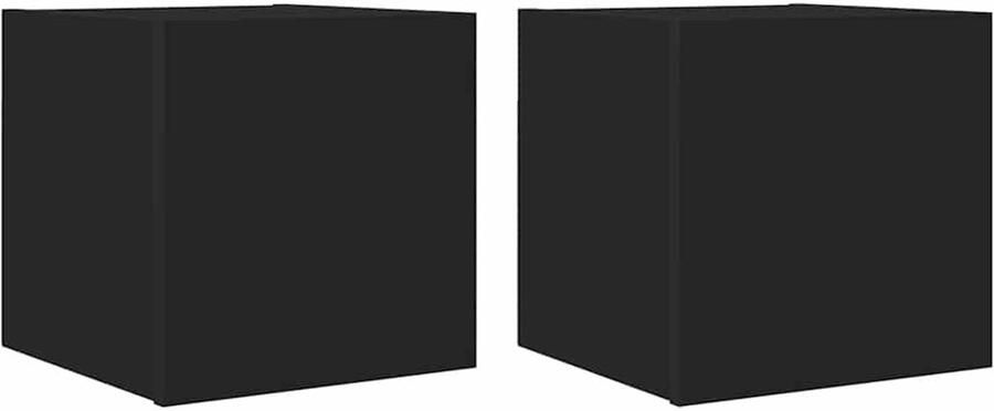 The Living Store Televisiekastenset Trendy en praktisch design Muurmontage Groot opbergvak Links of rechts openend Zwart Bewerkt hout 30.5 x 30 x 30 cm Montage vereist 2 x tv-meubel - Foto 2