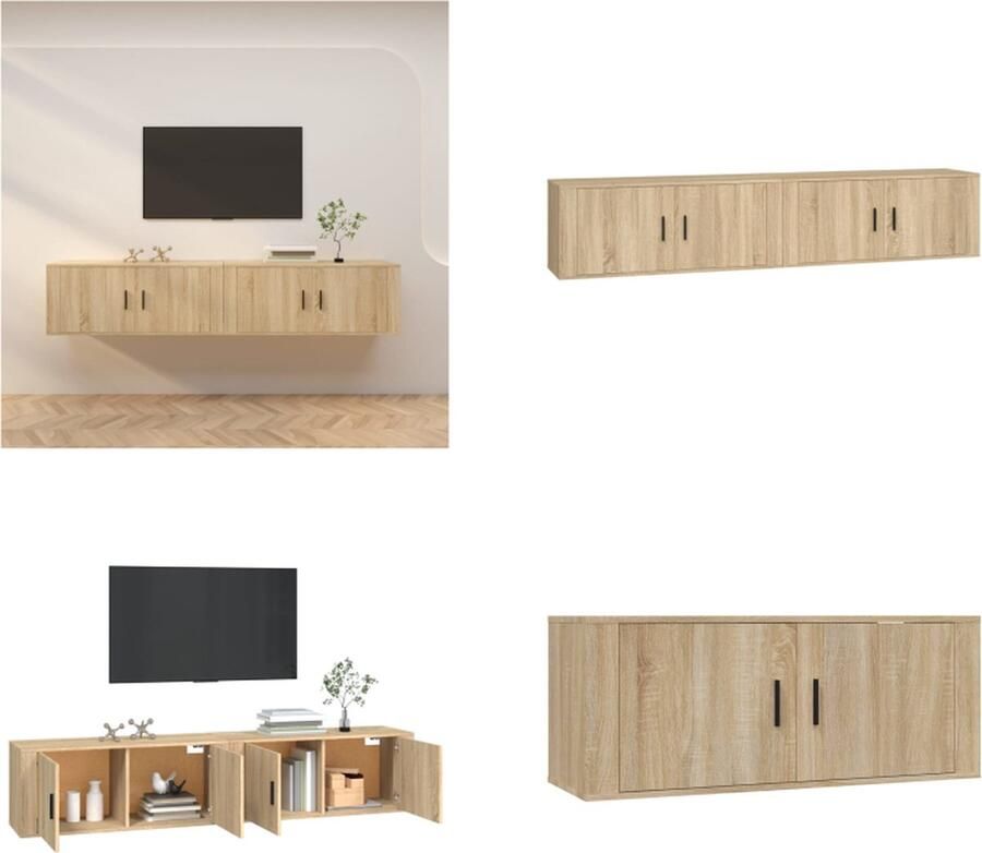 VidaXL Tv-wandmeubels 2 st 100x34-5x40 cm sonoma eikenkleurig Tv-kast Tv-kasten Tv-wandmeubel Televisiekast